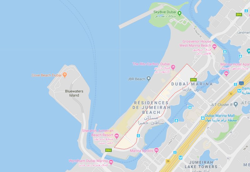 Le quartier de JBR : Jumeriah Beach Residence 2 - Dubai Immobilier jbr map - Immobilier Dubai