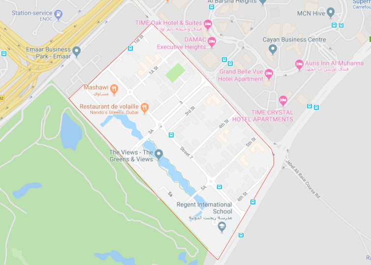 Le quartier de "The Greens" - Une communauté Résidentielle 2 - Dubai Immobilier the greens map - Immobilier Dubai