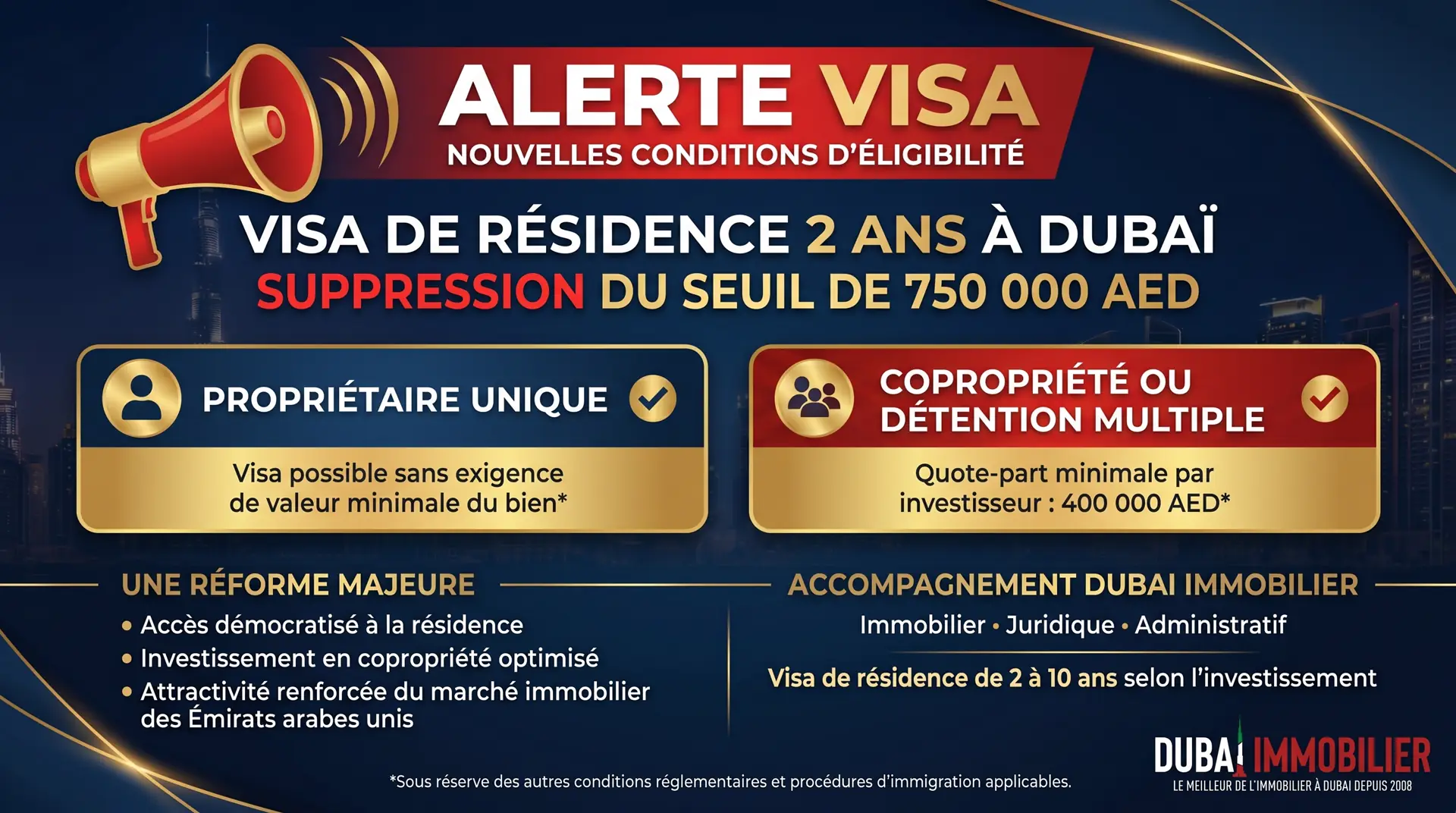 Visa immobilier Dubai 2 ans renouvelable : nouvelles conditions d’éligibilité pour les propriétaires immobiliers
